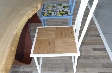 mediterraneo sedia in ferro e seduta baubuche lamellare faggio